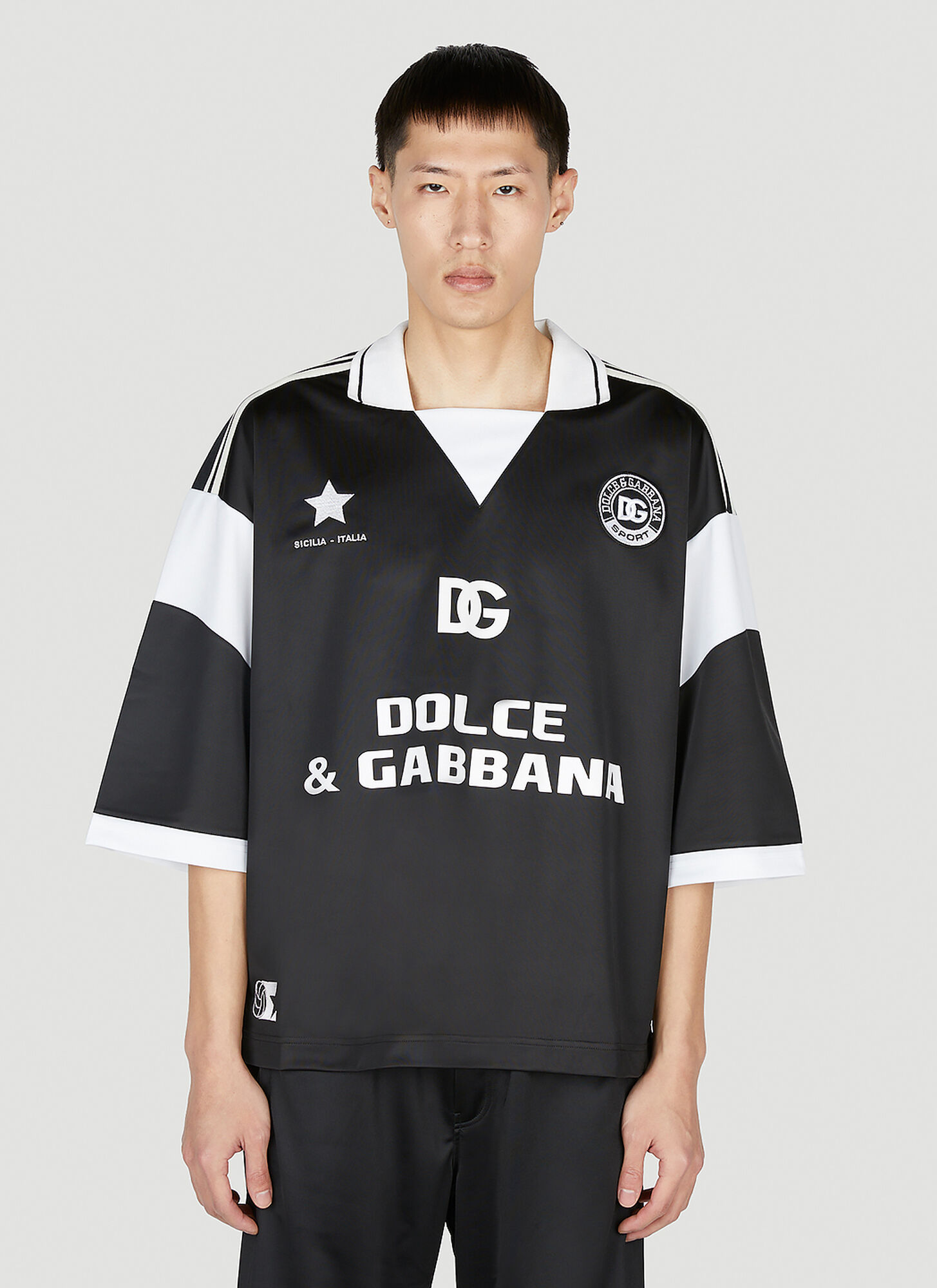 Dolce & Gabbana Soccer Logo Polo Shirt In Black | ModeSens