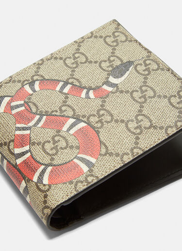 Gucci Snake Print GG Supreme Bi Fold Wallet BLACK guc0127046