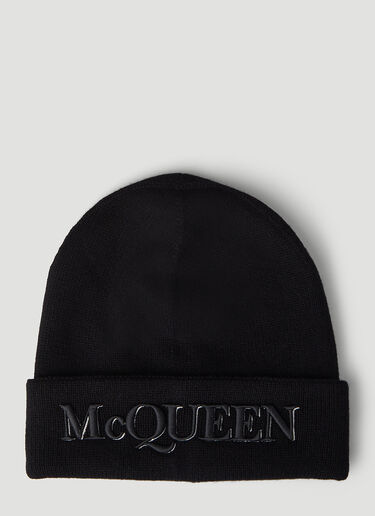 Alexander McQueen Embroidered-Logo Beanie Hat Black amq0146067