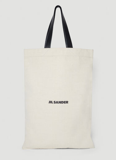 Jil Sander Grande Flat Canvas Tote Bag Beige jil0241037