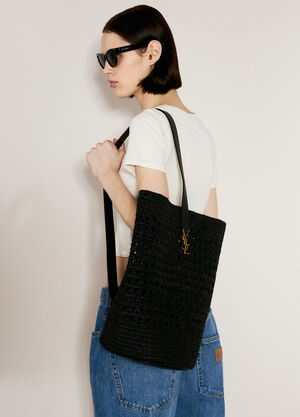 Saint Laurent Raffia Bucket Bag Black sla0259002