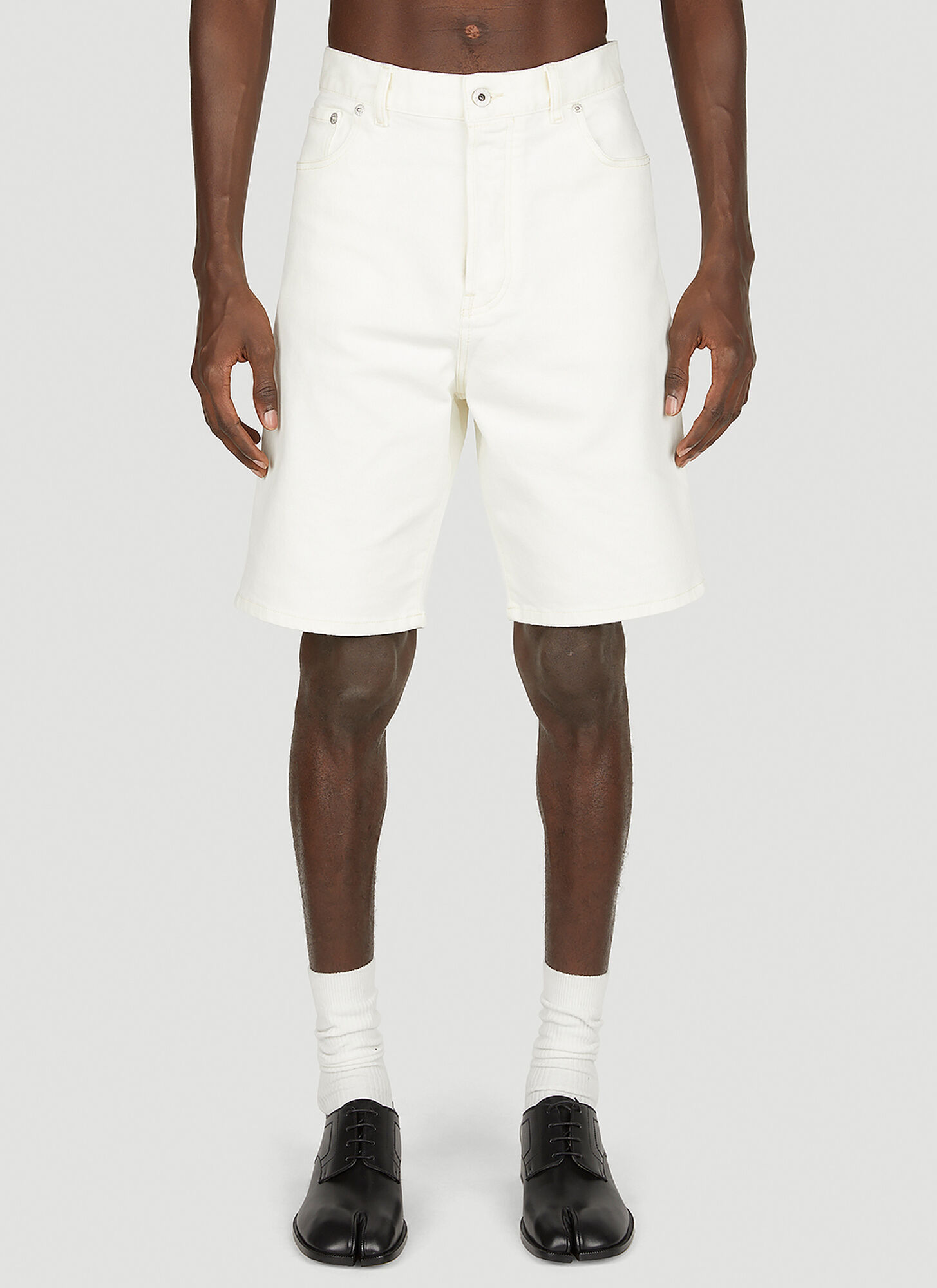 Kenzo White Denim Knee-length Bermuda Shorts In White