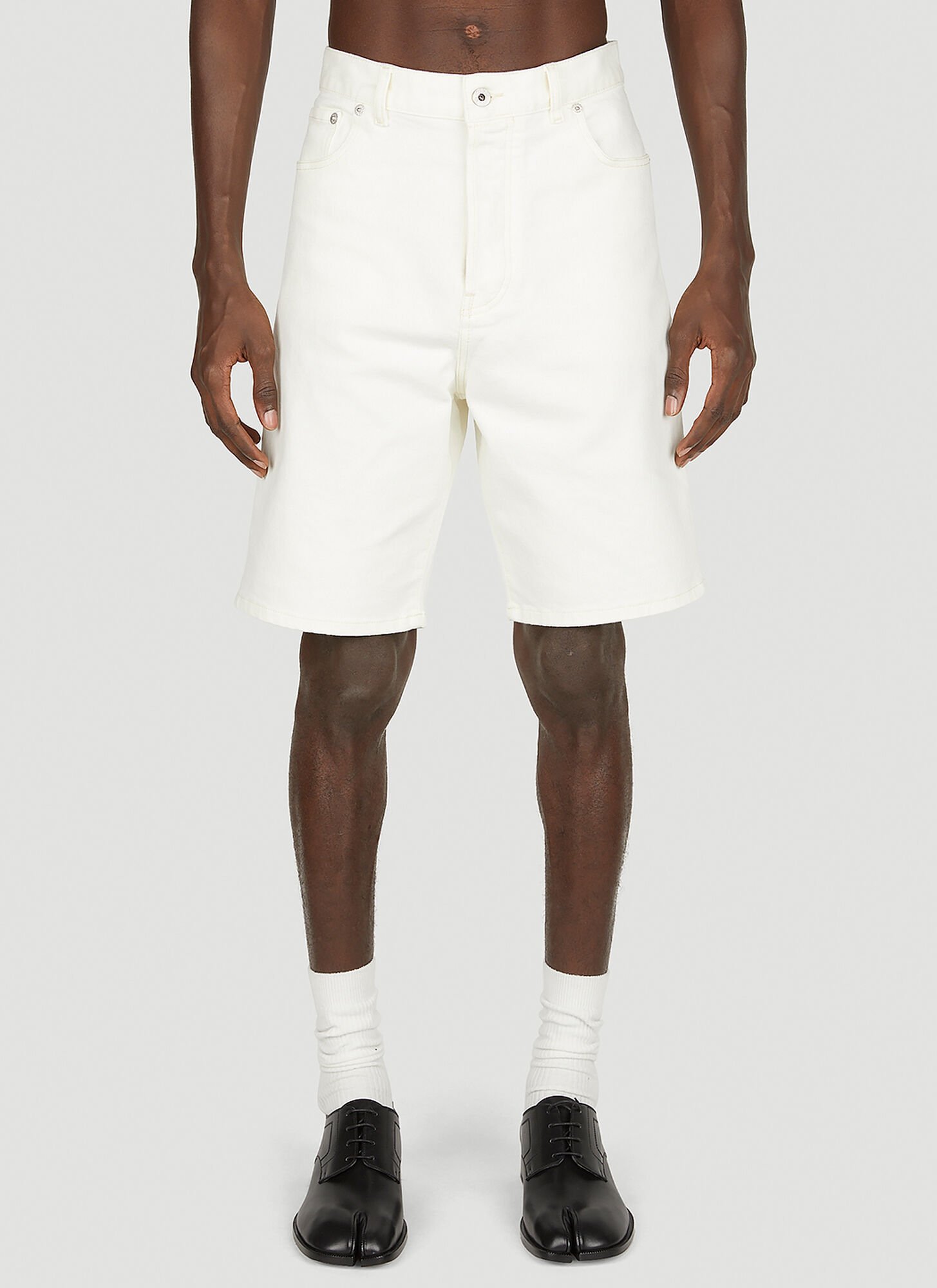 Shop Kenzo Himawari Denim Shorts In White