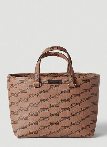Balenciaga Signature Monogram Shopper Tote Bag Brown bal0251077