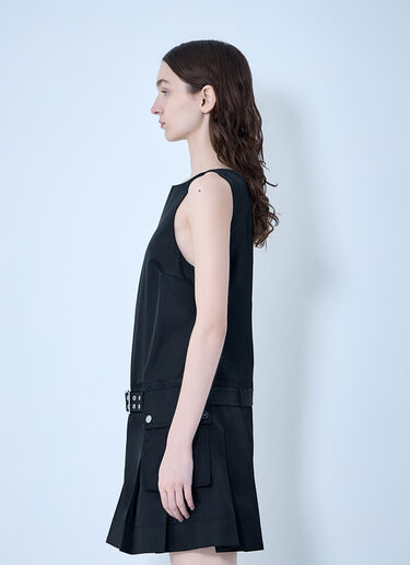 GANNI Duchesse Nylon Belted Mini Dress Black gan0263025