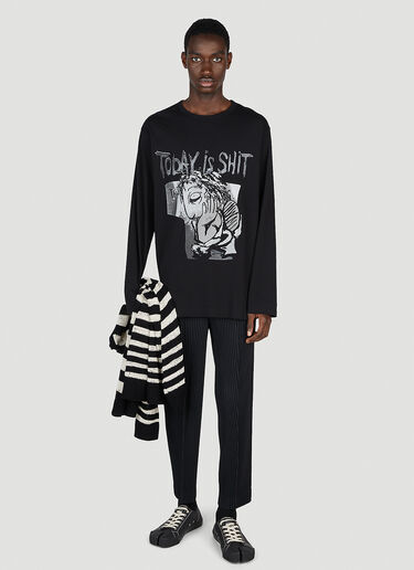 Graphic Print Long Sleeve T-Shirt Yohji Yamamoto Graphic Print Long Sleeve T-Shirt Black yoy0152014