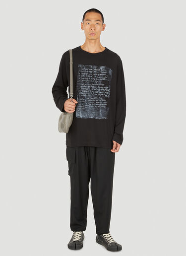 Yohji Yamamoto 그래픽 프린트 긴소매 티셔츠 블랙 yoy0150011