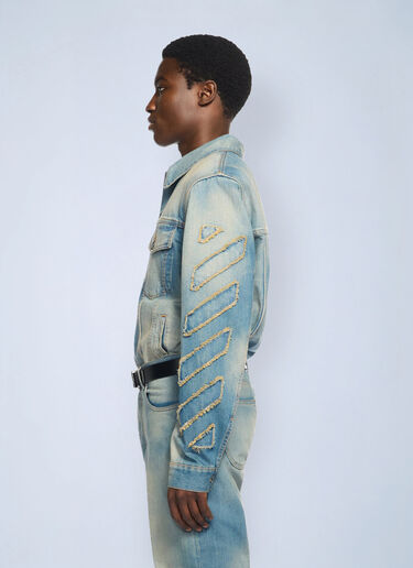 Off-White Diagonal Raw Patch Denim Jacket Blue ofw0162053