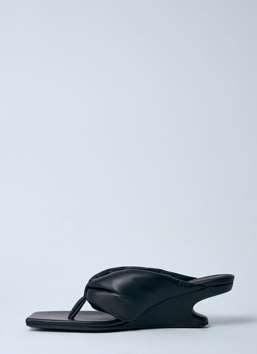 Rick Owens Leather Thong Wedge Sandals Black ric0259019