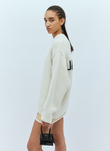 Jacquemus Rear Logo Print Knit Sweater Beige jac0354001