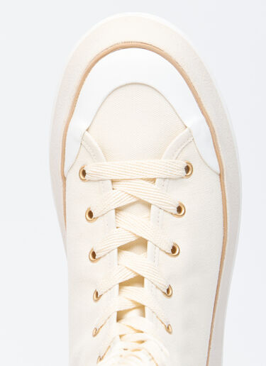 Max Mara Canvas Lace-Up Boots White max0255037
