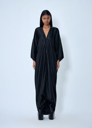 Rick Owens Silk Draped Maxi Dress Black ric0263036