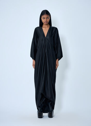 Rick Owens Silk Draped Maxi Dress Black ric0263036