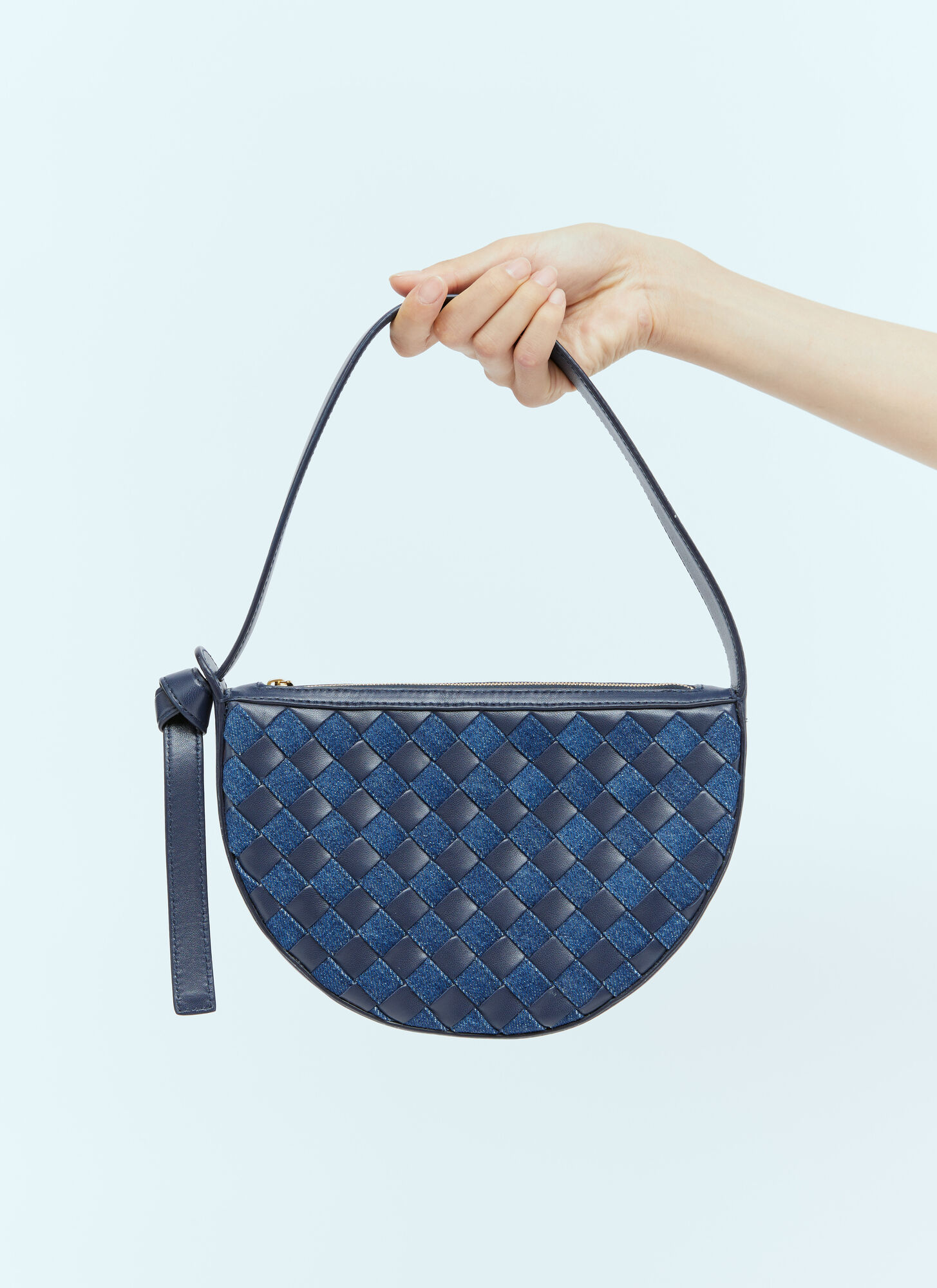 Shop Bottega Veneta Mini Sunrise Shoulder Bag In Blue