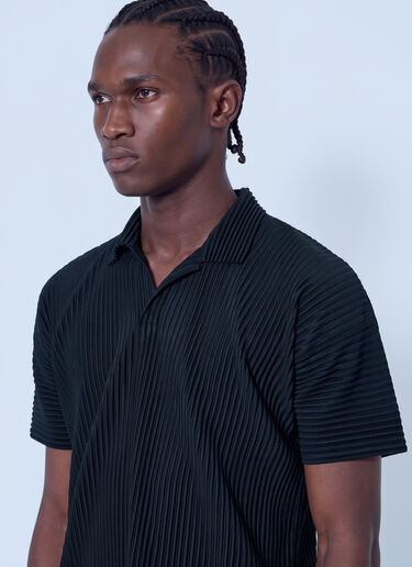 LN-CC® - Homme Plissé Issey Miyake: Basics Polo Shirt - Black Homme Plissé Issey Miyake Basics Polo Shirt Black hmp0166005