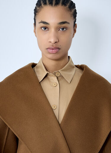 Max Mara Hooded Cashmere Coat Brown max0259020