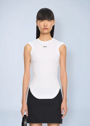 Off-White OW X Swarovski Ribbed Kat Top White ofw0264456