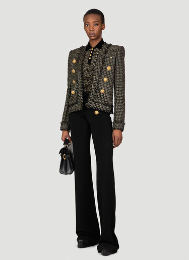 Balmain ノーカラーツイードブレザー ブラック bln0253015