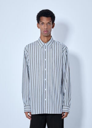 Dries Van Noten Croom Stripe Cotton Poplin Shirt Grey dvn0165006