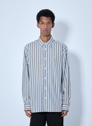 LN-CC® - Dries Van Noten: Croom Stripe Cotton Poplin Shirt - Grey Dries Van Noten Croom Stripe Cotton Poplin Shirt Grey dvn0165006