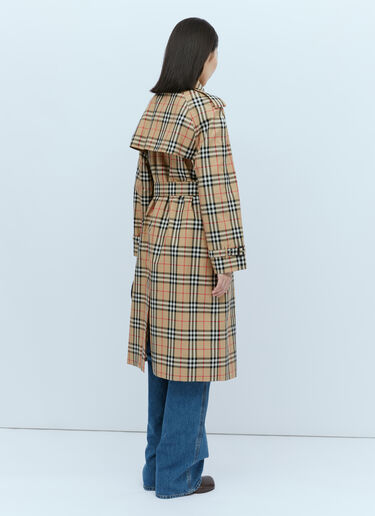 Burberry Check Cotton Gabardine Trench Coat Beige bur0253032