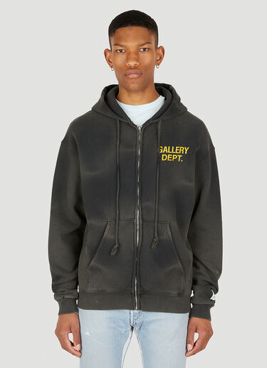 Gallery Dept. Logo Print Zip Up Hooded Sweatshirt Grey gdp0147032