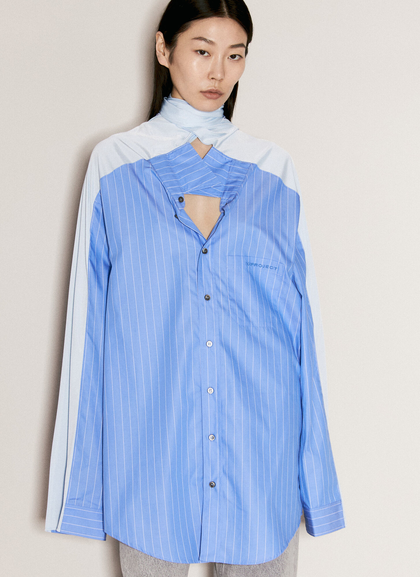 Shop Y/project Scarf Insert Shirt In Blue