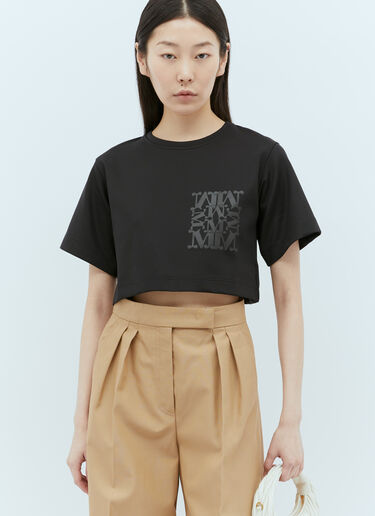 Max Mara ロゴアップリケクロップトップス ブラック max0256031