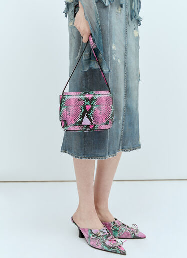Acne Studios 蛇纹压花单肩包 粉色 acn0256051