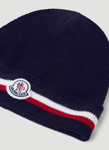 Moncler Tricolour Wool Beanie Hat Navy mon0154044