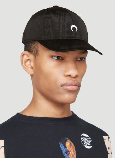 Logo Embroidery Baseball Cap Marine Serre Logo Embroidery Baseball Cap Black mrs0340008
