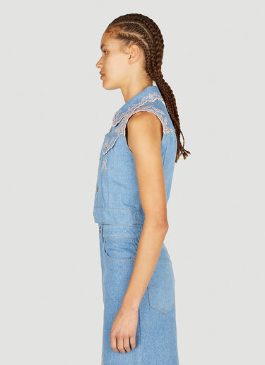 Embroidered Denim Top Rabanne Embroidered Denim Top Blue pac0252004