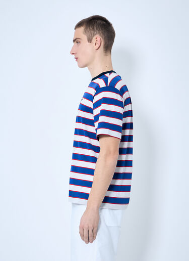 Prada Logo Embroidery Striped T-Shirt Blue pra0160003