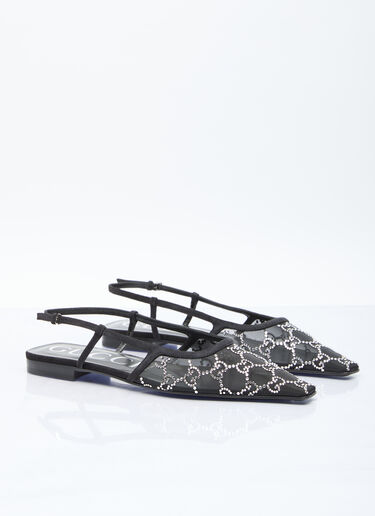 GG Crystal Slingback Flats Gucci GG Crystal Slingback Flats Black guc0255061