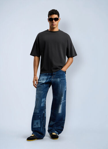 Curved Logo Loose Collar T-Shirt Palm Angels Curved Logo Loose Collar T-Shirt Black pma0162011