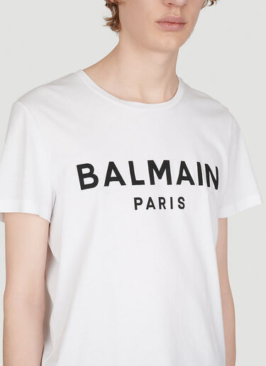 Balmain 로고 프린트 티셔츠 화이트 bln0153003