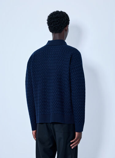LN-CC® - Bottega Veneta: Lightweight Wool Intrecciato Sweater - Blue Bottega Veneta Lightweight Wool Intrecciato Sweater Blue bov0165015