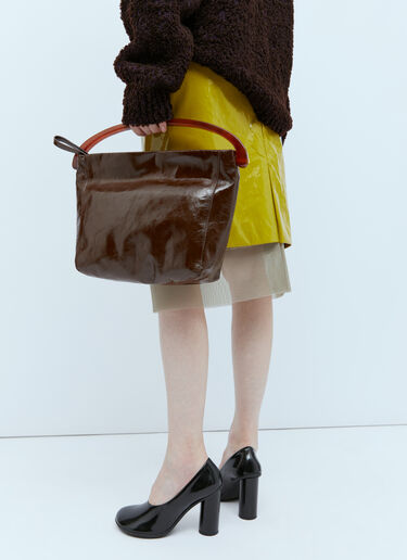 Dries Van Noten 크리스프 가죽 핸드백 브라운 dvn0254055