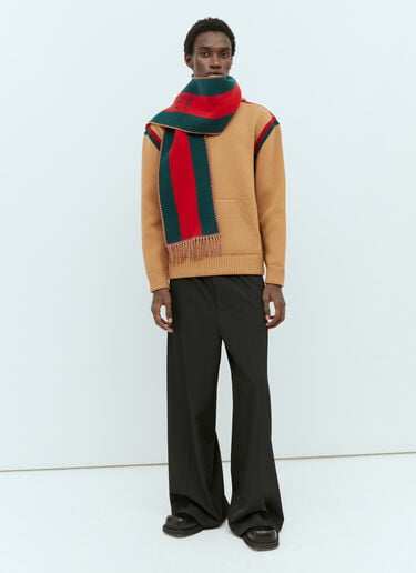 Gucci ウェブ ジャカードウール スカーフ グリーン guc0155105