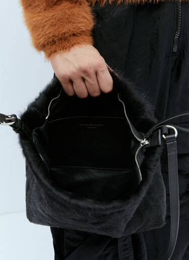 Leather-Trimmed Hair Crossbody Bag Dries Van Noten Leather-Trimmed Hair Crossbody Bag Black dvn0154048