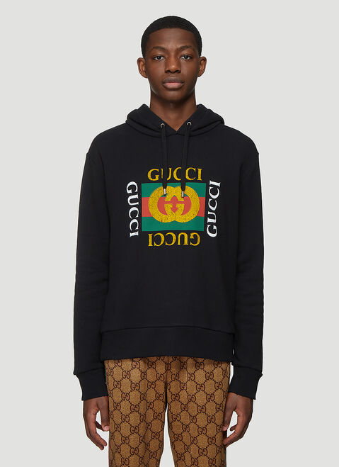 Gucci Gucci Fake Logo Hooded Sweatshirt Beige guc0345002