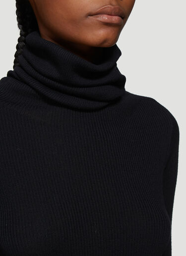 Rick Owens Ribbed Knit Roll Neck Top Black ric0237011