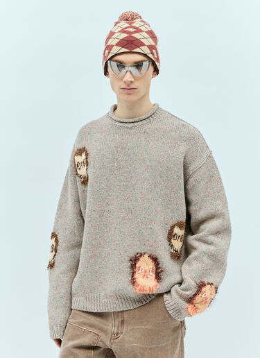 Acne Studios Argyle Jacquard Beanie Hat Red acn0155046