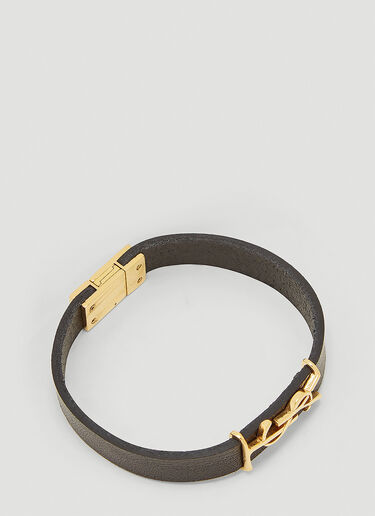 Saint Laurent Leather Bracelet Black sla0141052