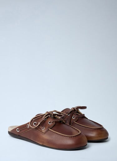 Leather Lace-Up Mules Miu Miu Leather Lace-Up Mules Brown miu0263031