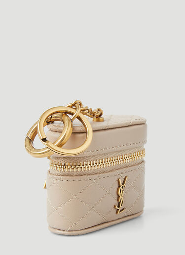 Quilted Logo Plaque Airpods Holder Saint Laurent Quilted Logo Plaque Airpods Holder Beige sla0249202