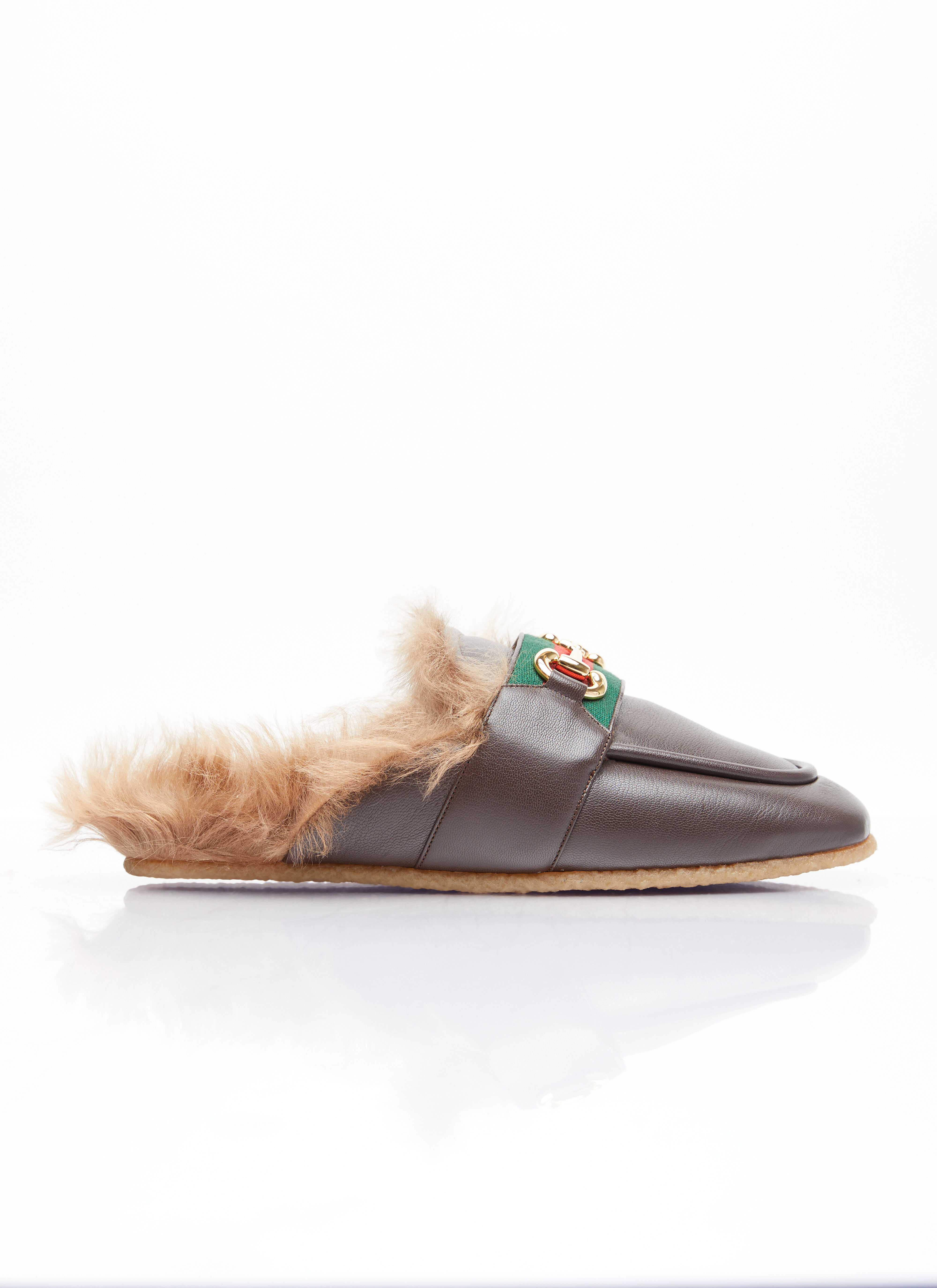 Gucci Horsebit Slippers in Brown LN CC