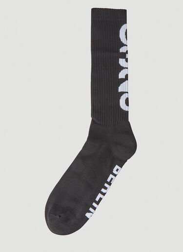 032C Logo Print Long Socks Black cee0148016