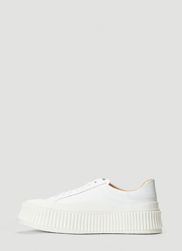 Jil Sander Ribbed-Sole Leather Sneakers White jil0239023