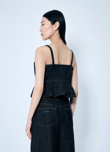 GANNI Fluffy Denim Strap Top Black gan0259030